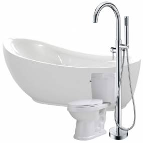 Talyah 71 in. Acrylic Flatbottom Non-Whirlpool Bathtub with Kros Faucet and Talos 1.6 GPF Toilet - ANZZI FTAZ090-25C-65