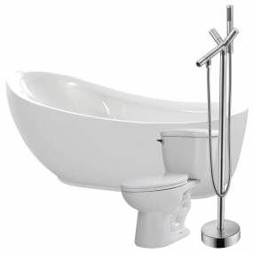Talyah 71 in. Acrylic Flatbottom Non-Whirlpool Bathtub with Havasu Faucet and Kame 1.28 GPF Toilet - ANZZI FTAZ090-42B-55