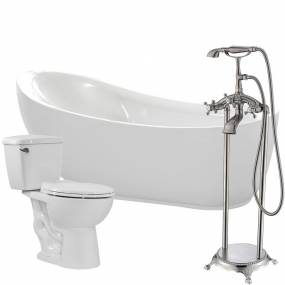 Talyah 71 in. Acrylic Soaking Bathtub with Tugela Faucet and Cavalier 1.28 GPF Toilet - ANZZI FTAZ090-52B-63