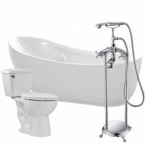 Talyah 71 in. Acrylic Soaking Bathtub with Tugela Faucet and Cavalier 1.28 GPF Toilet - ANZZI FTAZ090-52C-63