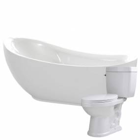 Talyah 71 in. Acrylic Soaking Bathtub with Kame 2-piece 1.28 GPF Single Flush Toilet - ANZZI FTAZ090-T055