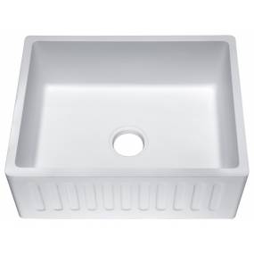 Roine Farmhouse Reversible Apron Front Solid Surface 24 in. Single Basin Kitchen Sink in White - ANZZI K-AZ221-1A