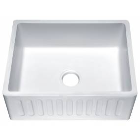 Roine Farmhouse Reversible Glossy Solid Surface 24 in. Single Basin Kitchen Sink in White - ANZZI K-AZ222-1A