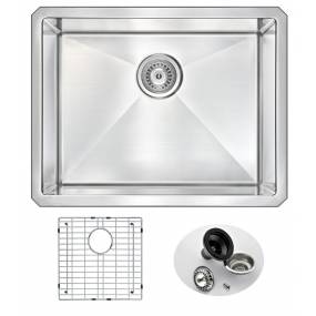 Vanguard Undermount Stainless Steel 23 in. 0-Hole Single Bowl Kitchen Sink in Brushed Satin - ANZZI K-AZ2318-1A