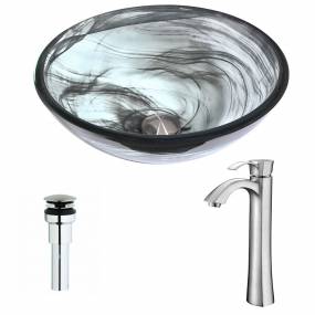 Mezzo Series Deco-Glass Vessel Sink in Slumber Wisp with Harmony Faucet in Brushed Nickel - ANZZI LSAZ054-095B