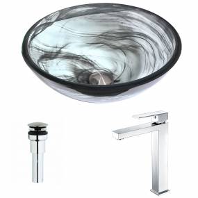 Mezzo Series Deco-Glass Vessel Sink in Slumber Wisp with Enti Faucet in Polished Chrome - ANZZI LSAZ054-096