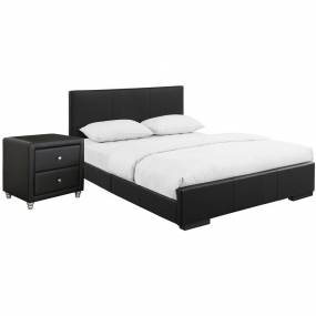 Hindes Upholstered Platform Bed, Black, King with 1 Nightstand - Camden Isle Furniture 86358