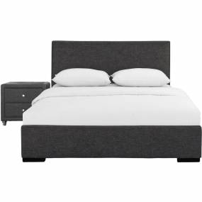 Hindes Upholstered Platform Bed, Gray, Full with 1 Nightstand - Camden Isle Furniture 86990