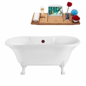 60" Streamline N100WH-ORB Soaking Clawfoot Tub and Tray With External Drain - Streamline N100WH-ORB