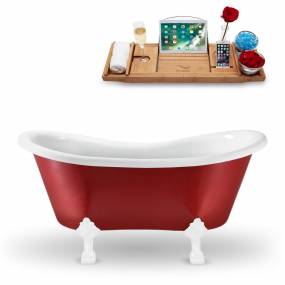 62" Streamline N1021WH-IN-GLD Clawfoot Tub and Tray With Internal Drain - Streamline N1021WH-IN-GLD