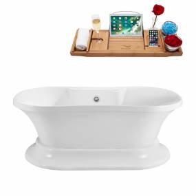 60" Streamline N180WH Soaking Freestanding Tub and Tray With External Drain - Streamline N180WH