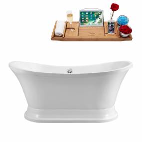 60" Streamline N200WH Soaking Freestanding Tub and Tray With External Drain - Streamline N200WH