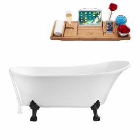 67" Streamline N340BL-WH Soaking Clawfoot Tub and Tray With External Drain - Streamline N340BL-WH