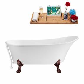 67" Streamline N340ORB-WH Soaking Clawfoot Tub and Tray With External Drain - Streamline N340ORB-WH