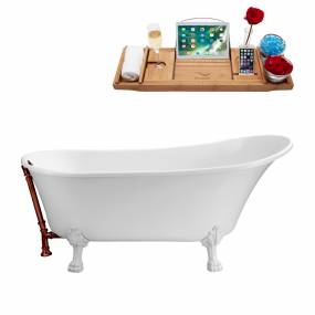 67" Streamline N340WH-ORB Soaking Clawfoot Tub and Tray With External Drain - Streamline N340WH-ORB