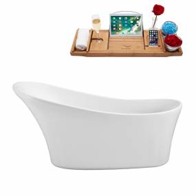 63" Streamline N460-IN-WH Soaking Freestanding Tub and Tray With Internal Drain - Streamline N460-IN-WH