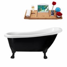 61" Streamline N481BL-IN-WH Clawfoot Tub and Tray With Internal Drain - Streamline N481BL-IN-WH