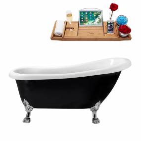61" Streamline N481CH-IN-WH Clawfoot Tub and Tray With Internal Drain - Streamline N481CH-IN-WH