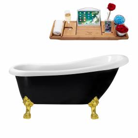 61" Streamline N481GLD-IN-WH Clawfoot Tub and Tray With Internal Drain - Streamline N481GLD-IN-WH