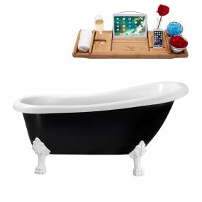 61" Streamline N481WH-IN-BL Clawfoot Tub and Tray With Internal Drain - Streamline N481WH-IN-BL