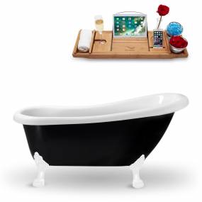 61" Streamline N481WH-IN-GLD Clawfoot Tub and Tray With Internal Drain - Streamline N481WH-IN-GLD