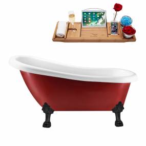 61" Streamline N482BL-IN-WH Clawfoot Tub and Tray With Internal Drain - Streamline N482BL-IN-WH
