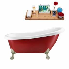 61" Streamline N482BNK-IN-WH Clawfoot Tub and Tray With Internal Drain - Streamline N482BNK-IN-WH