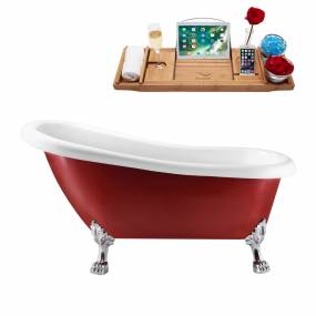 61" Streamline N482CH-IN-WH Clawfoot Tub and Tray With Internal Drain - Streamline N482CH-IN-WH