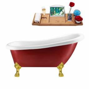 61" Streamline N482GLD-IN-WH Clawfoot Tub and Tray With Internal Drain - Streamline N482GLD-IN-WH