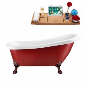 61" Streamline N482ORB-IN-WH Clawfoot Tub and Tray With Internal Drain - Streamline N482ORB-IN-WH