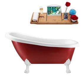 61" Streamline N482WH-IN-BL Clawfoot Tub and Tray With Internal Drain - Streamline N482WH-IN-BL