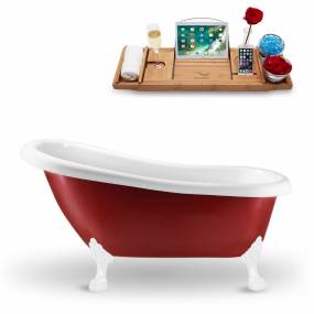 61" Streamline N482WH-IN-GLD Clawfoot Tub and Tray With Internal Drain - Streamline N482WH-IN-GLD