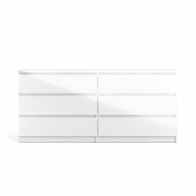 Scottsdale 6 Drawer Double Dresser in White High Gloss - Tvilum 70296uu