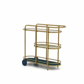 Coral Cape Bar Cart Metal/glass in Satin Gold - Sauder 424014