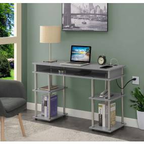 Designs2Go No Tools Student Desk with Charging Station - Convenience Concepts 131446GYU