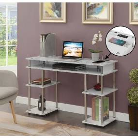 Designs2Go No Tools Student Desk with Charging Station - Convenience Concepts 131446WMU
