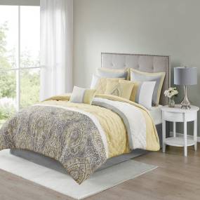 510 Design Shawnee 8 Piece Comforter Set in Yellow (King) - Olliix 5DS10-0275