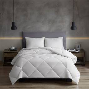 Sleep Philosophy Microfiber with HeiQ Smart Temp Oversized Down Alt Comforter with HeiQ Smart Temp Treatment in White (Twin/Twin XL) - Olliix BASI10-0581