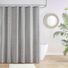 INK+IVY Kara Cotton Jacquard Shower Curtain in Gray - Olliix II70-1288