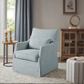 Martha Stewart London Skirted Swivel Chair in Light Blue - Olliix MT103-0170