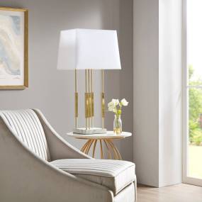 Martha Stewart Doyer Metal Table Lamp in Gold/White - Olliix MT153-0068