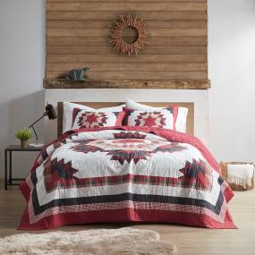 Woolrich Compass Cotton Quilt Mini Set in Red (King/Cal King) - Olliix WR13-3589