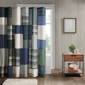 Woolrich Mill Creek Pieced Cotton Shower Curtain in Green - Olliix WR70-3902