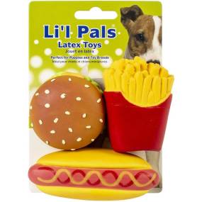 Lil Pals Lil Pals Latex Hamburger, Fries, and Hotdog Dog Toys - LeeMarPet 83211 NCLDOG