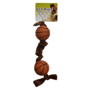 Li'l Pals Plush Basketball Plush Tug Dog Toy - Brown - LeeMarPet 8420545LDOG