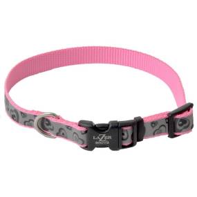 Lazer Brite Pink Hearts Reflective Adjustable Dog Collar - LeeMarPet 46441 PNH18