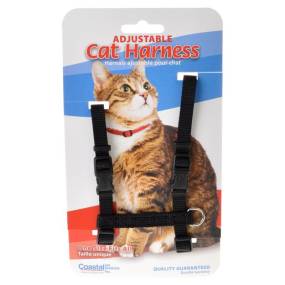 Tuff Collar Nylon Adjustable Cat Harness - Black - LeeMarPet 6341BK