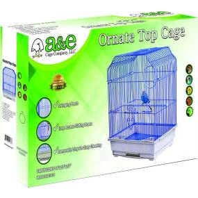 AE Cage Company Ornate Top Bird Cage 14"x11"x17" White - LeeMarPet AE1411-3 WHITE SP