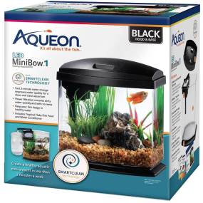 Aqueon LED MiniBow 1 SmartClean Aquarium Kit Black - LeeMarPet 100543585