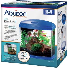 Aqueon LED MiniBow 1 SmartClean Aquarium Kit Blue - LeeMarPet 100543586